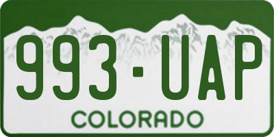 CO license plate 993UAP