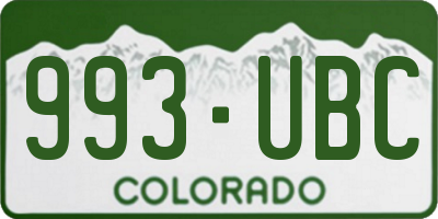 CO license plate 993UBC