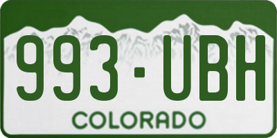 CO license plate 993UBH
