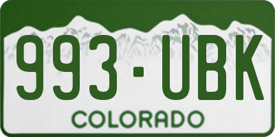 CO license plate 993UBK