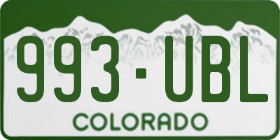 CO license plate 993UBL