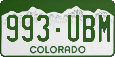 CO license plate 993UBM