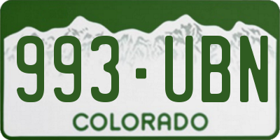 CO license plate 993UBN