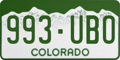 CO license plate 993UBO