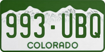 CO license plate 993UBQ