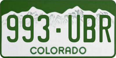 CO license plate 993UBR
