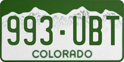 CO license plate 993UBT