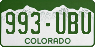 CO license plate 993UBU