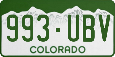 CO license plate 993UBV