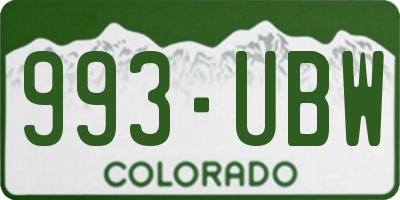 CO license plate 993UBW