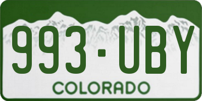 CO license plate 993UBY