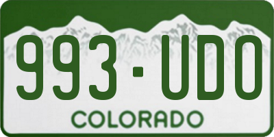 CO license plate 993UDO