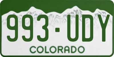 CO license plate 993UDY