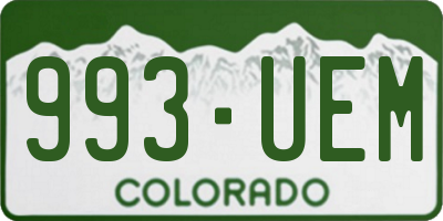 CO license plate 993UEM