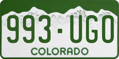 CO license plate 993UGO