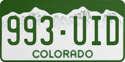 CO license plate 993UID