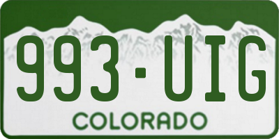 CO license plate 993UIG