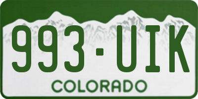 CO license plate 993UIK
