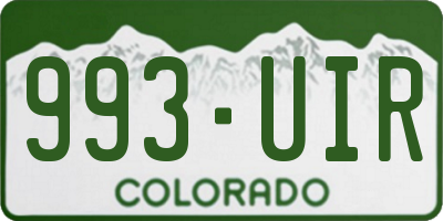 CO license plate 993UIR