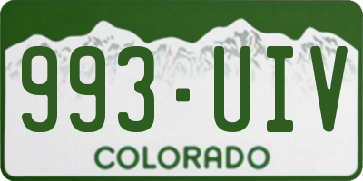 CO license plate 993UIV