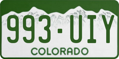 CO license plate 993UIY
