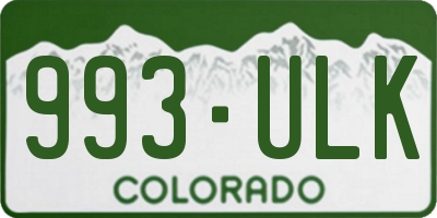 CO license plate 993ULK