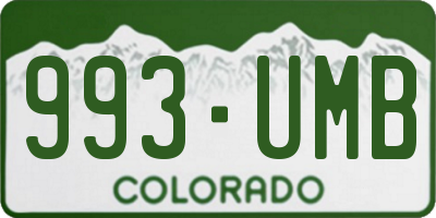 CO license plate 993UMB