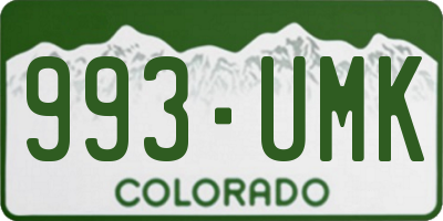 CO license plate 993UMK