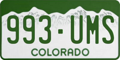 CO license plate 993UMS