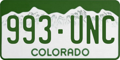 CO license plate 993UNC