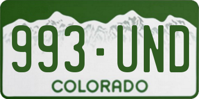 CO license plate 993UND