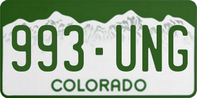 CO license plate 993UNG