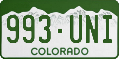 CO license plate 993UNI