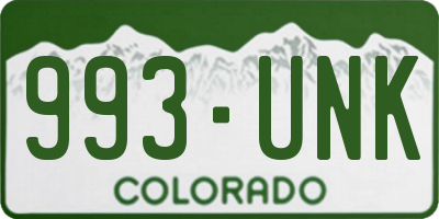 CO license plate 993UNK