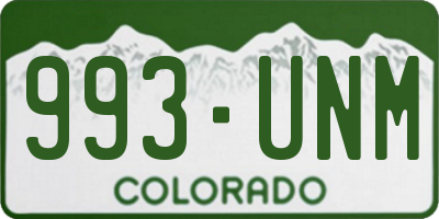 CO license plate 993UNM