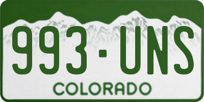 CO license plate 993UNS
