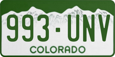 CO license plate 993UNV