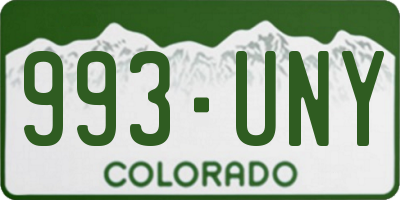 CO license plate 993UNY