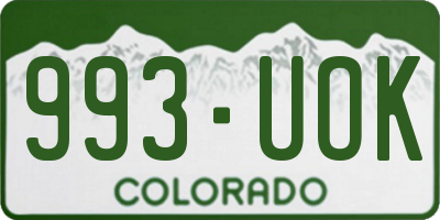 CO license plate 993UOK