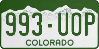 CO license plate 993UOP