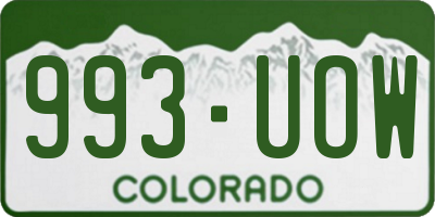 CO license plate 993UOW