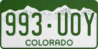 CO license plate 993UOY