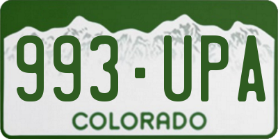 CO license plate 993UPA