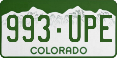 CO license plate 993UPE
