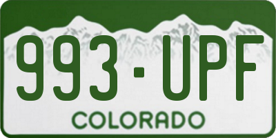 CO license plate 993UPF