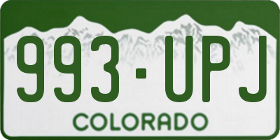 CO license plate 993UPJ
