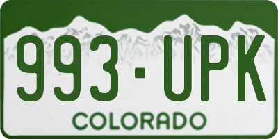 CO license plate 993UPK