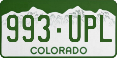 CO license plate 993UPL