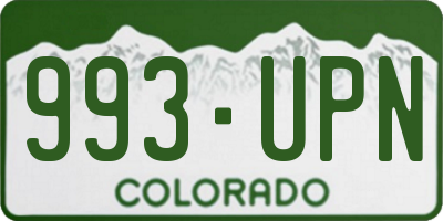 CO license plate 993UPN