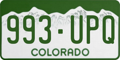 CO license plate 993UPQ